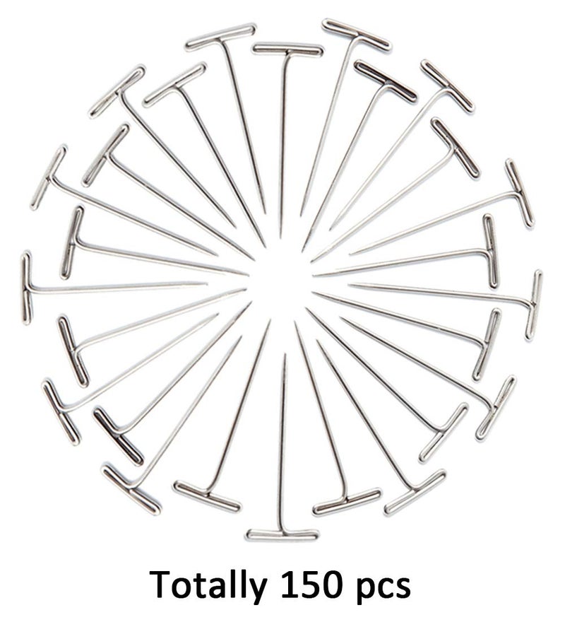 Benvo 150Pcs Steel T-Pins Assorted Two Sizes Wig Pins Nickel Plated Sewing Pins Quilting Pins Needles Pin with T-bar Head for Blocking Knitting Modelling Crafts Projects(1.5 inchï¼Œ2 inch) - Image 4